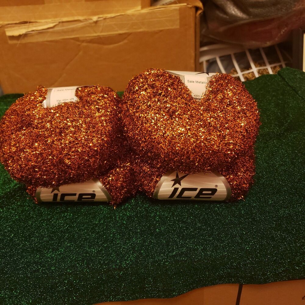 4X Skein Ice METALLIC FOAM Yarn Dark Copper DECORATIVE & FESTIVE  
Crochet/knit